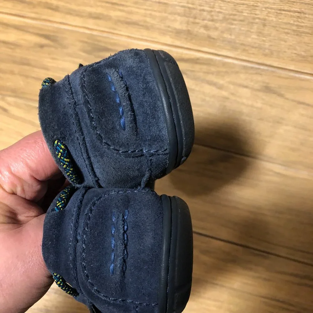 LL Bean boy blue suede leather slippers with sheepskin insoles, Assumed size 5